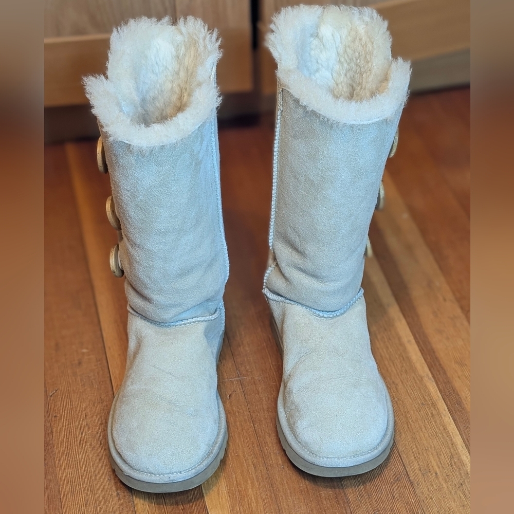 UGG Cream Shearling Bailey Button Down Boots